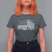 Senior 2025 Graduation T Shirt For Women Class Of 2025 Vintage American Flag