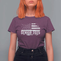 Senior 2025 Graduation T Shirt For Women Class Of 2025 Vintage American Flag