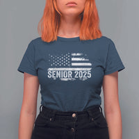 Senior 2025 Graduation T Shirt For Women Class Of 2025 Vintage American Flag