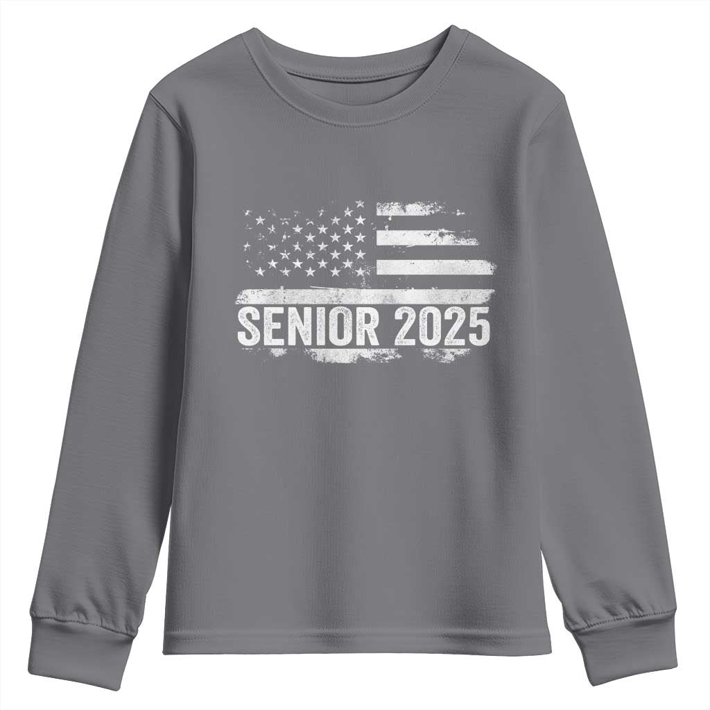 Senior 2025 Graduation Youth Sweatshirt Class Of 2025 Vintage American Flag
