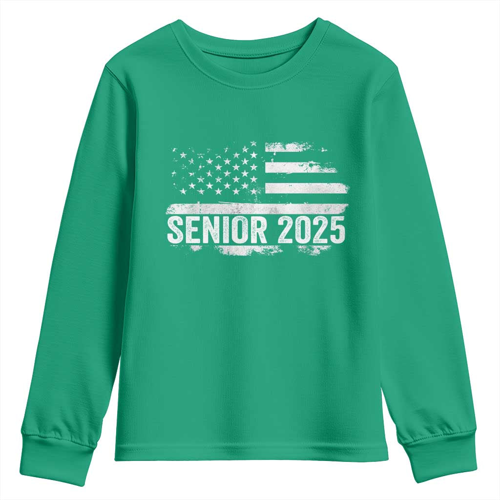 Senior 2025 Graduation Youth Sweatshirt Class Of 2025 Vintage American Flag