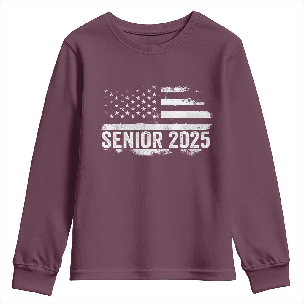Senior 2025 Graduation Youth Sweatshirt Class Of 2025 Vintage American Flag