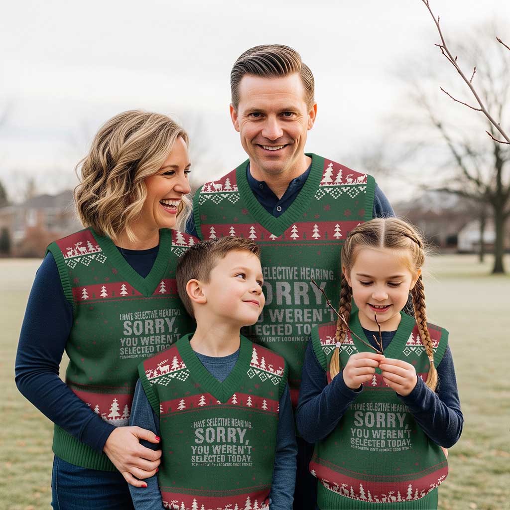 Funny I Have Selective Hearing Sorry You Werent Selected Today V-Neck Knit Sweater Vest - Wonder Print Shop