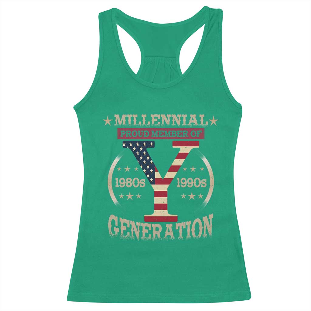 Funny Gen Y Racerback Tank Top Millennial proud Member Of Y Generation