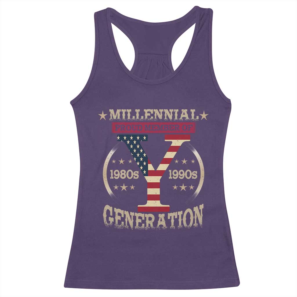 Funny Gen Y Racerback Tank Top Millennial proud Member Of Y Generation
