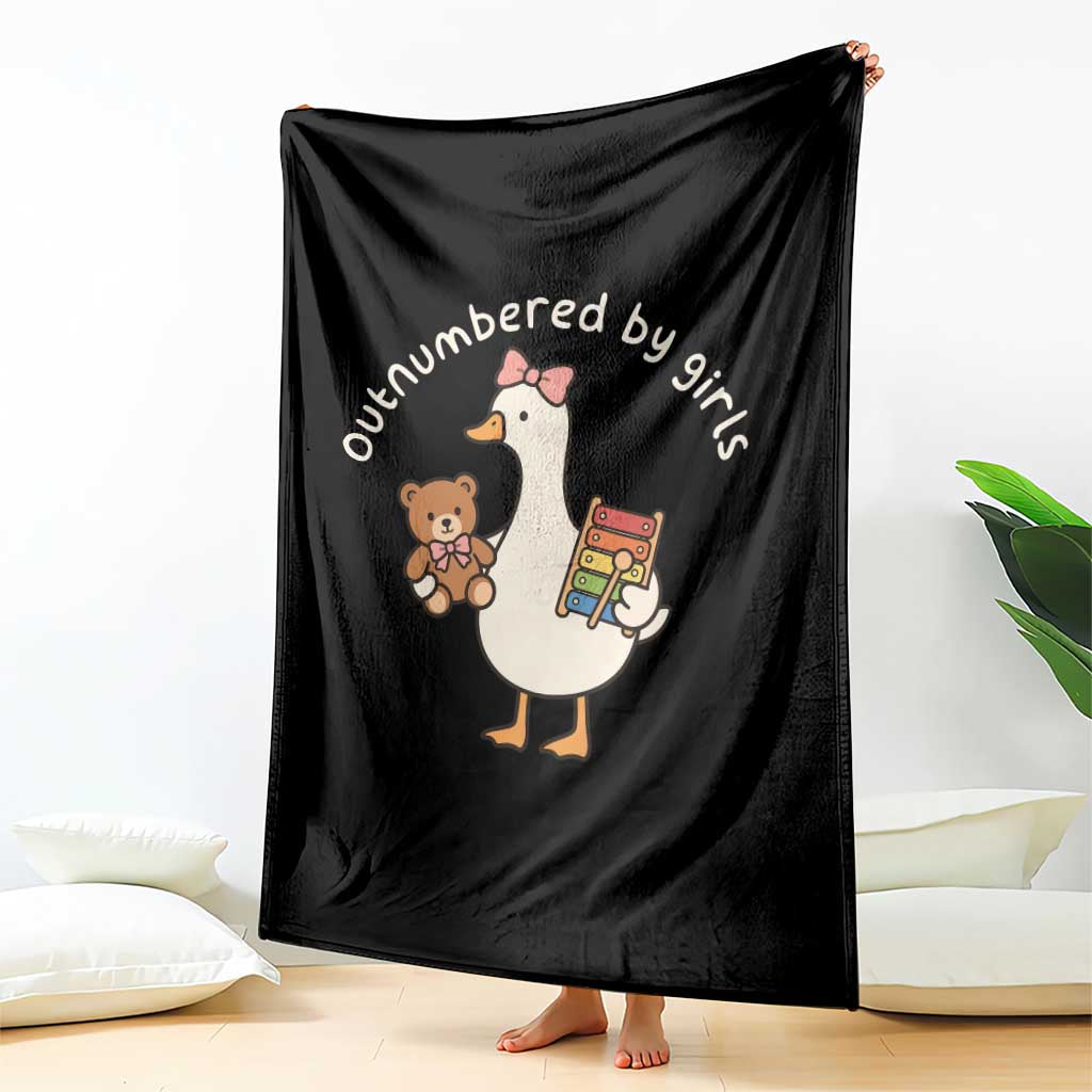 Outnumbered By Girls Throw Blanket Funny Girl Dad Goose
