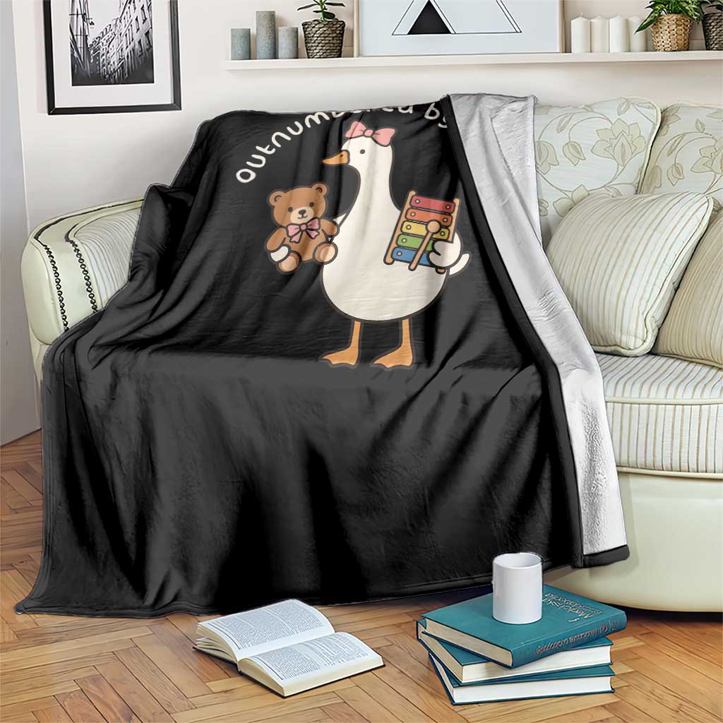Outnumbered By Girls Throw Blanket Funny Girl Dad Goose