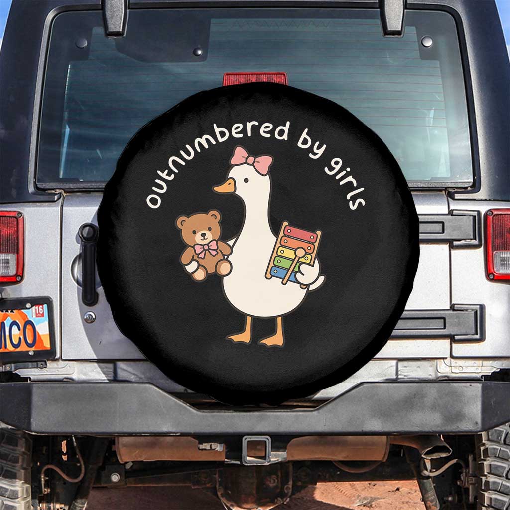 Outnumbered By Girls Spare Tire Cover Funny Girl Dad Goose