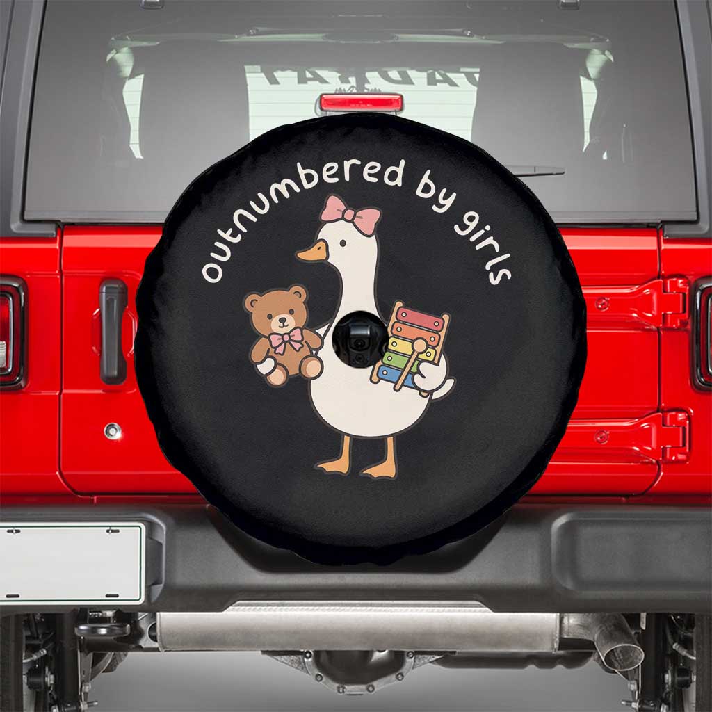 Outnumbered By Girls Spare Tire Cover Funny Girl Dad Goose