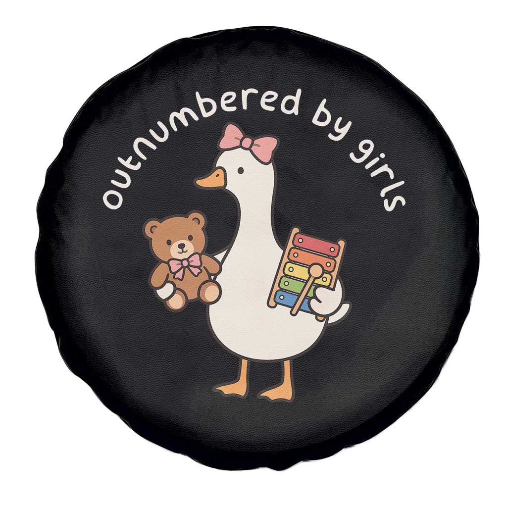 Outnumbered By Girls Spare Tire Cover Funny Girl Dad Goose
