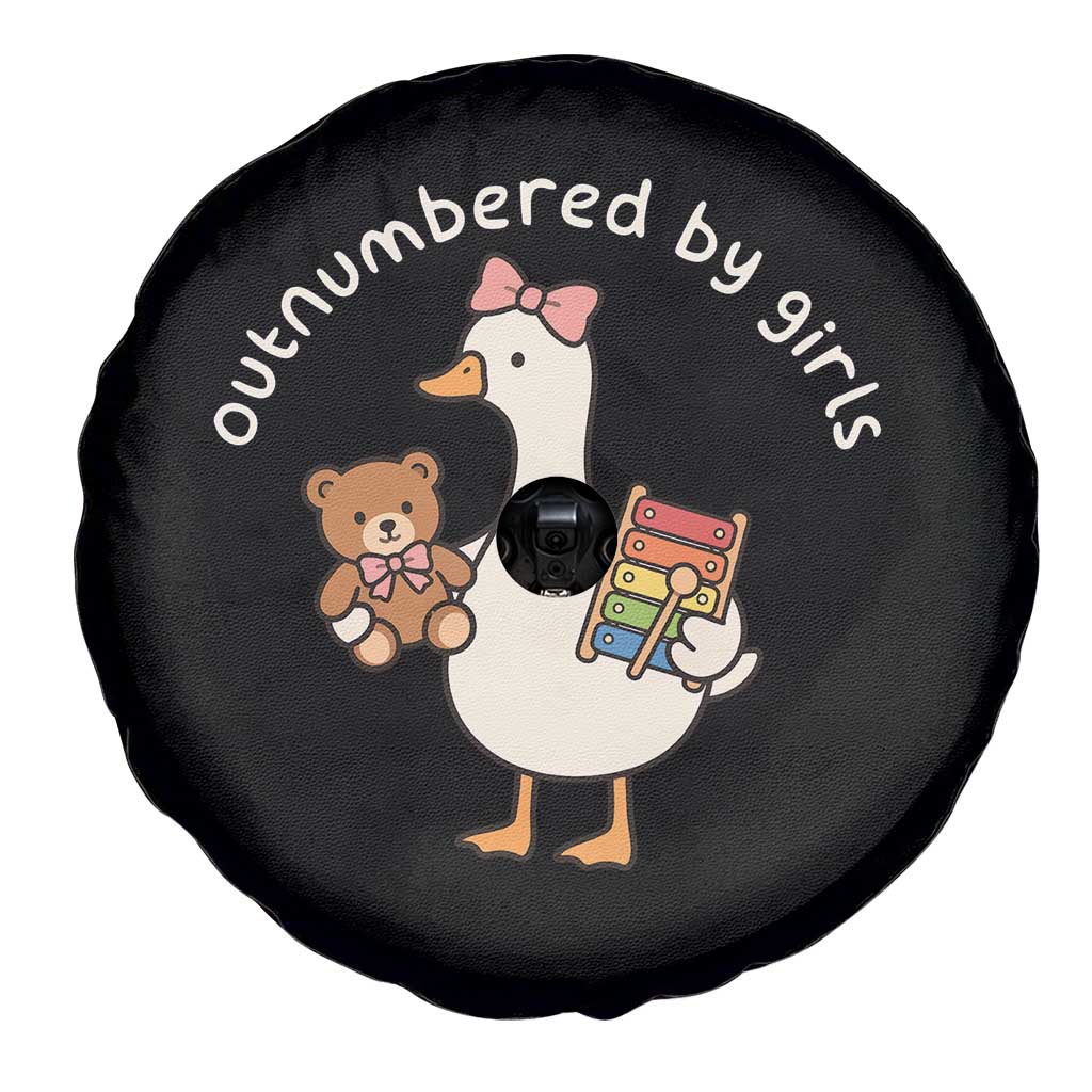 Outnumbered By Girls Spare Tire Cover Funny Girl Dad Goose