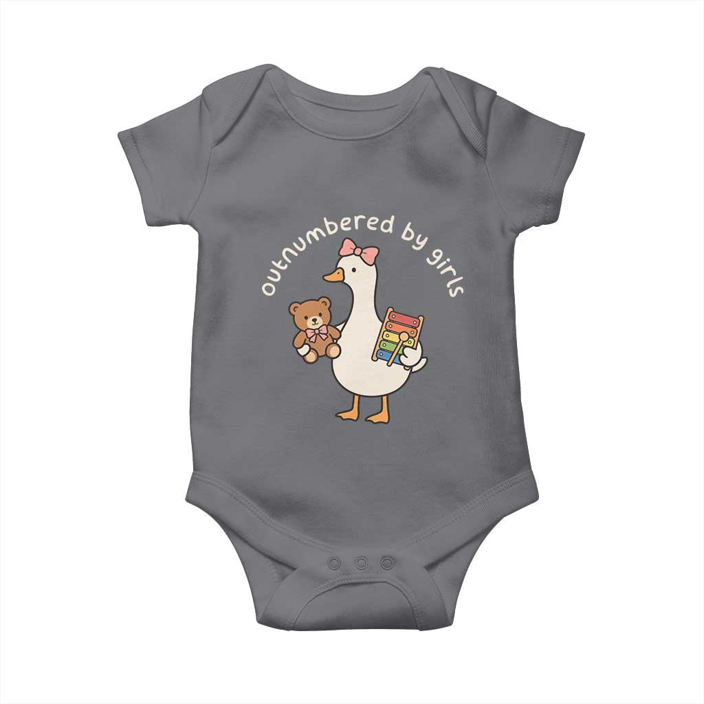 Outnumbered By Girls Baby Onesie Funny Girl Dad Goose
