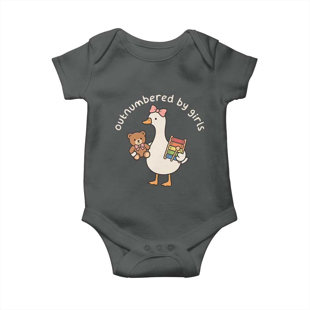 Outnumbered By Girls Baby Onesie Funny Girl Dad Goose