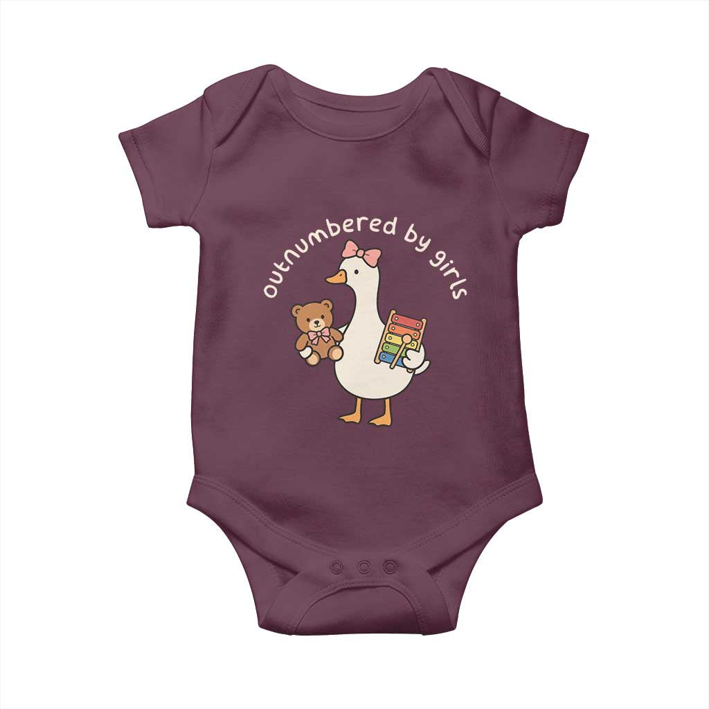 Outnumbered By Girls Baby Onesie Funny Girl Dad Goose