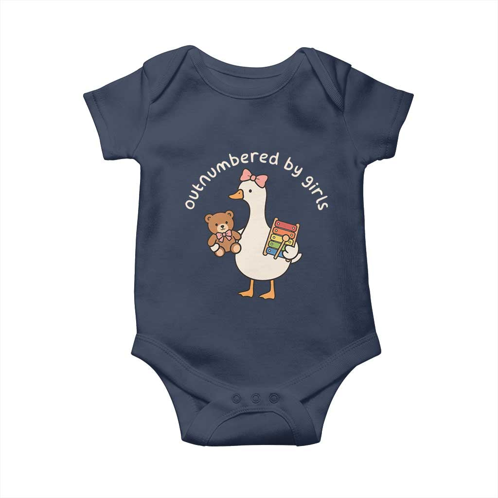Outnumbered By Girls Baby Onesie Funny Girl Dad Goose