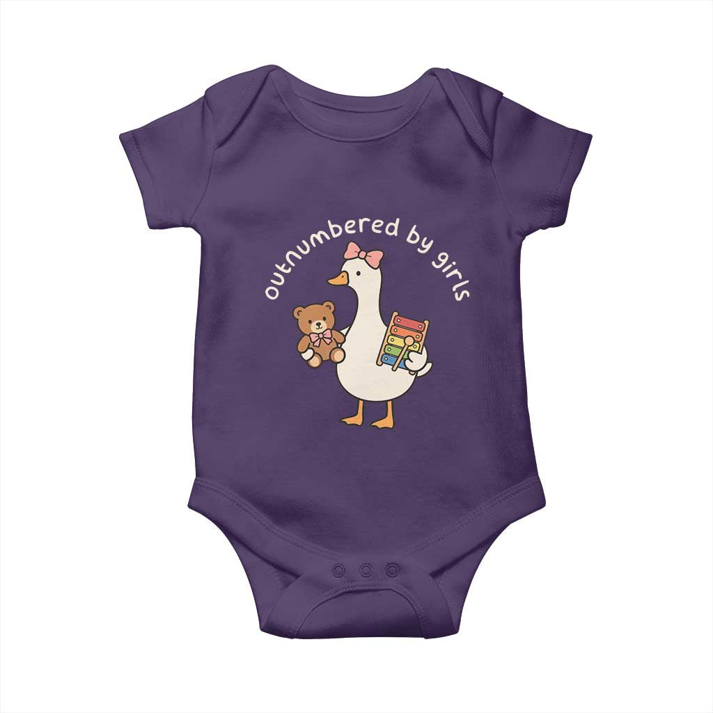 Outnumbered By Girls Baby Onesie Funny Girl Dad Goose