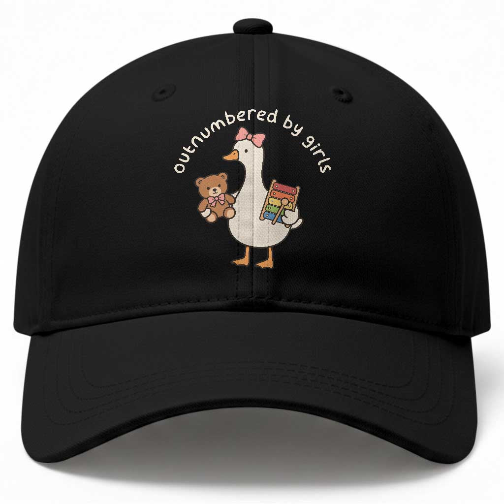Outnumbered By Girls Baseball Cap Funny Girl Dad Goose