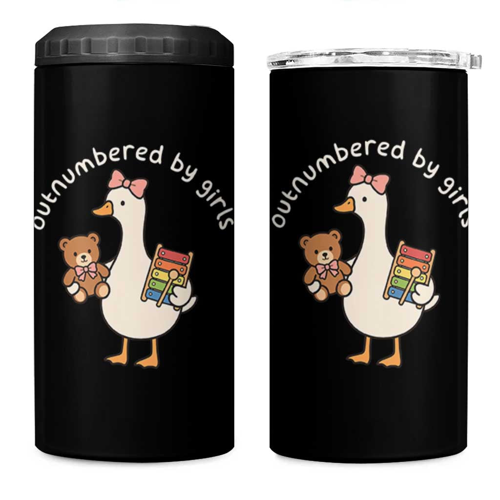 Outnumbered By Girls 4 in 1 Can Cooler Tumbler Funny Girl Dad Goose