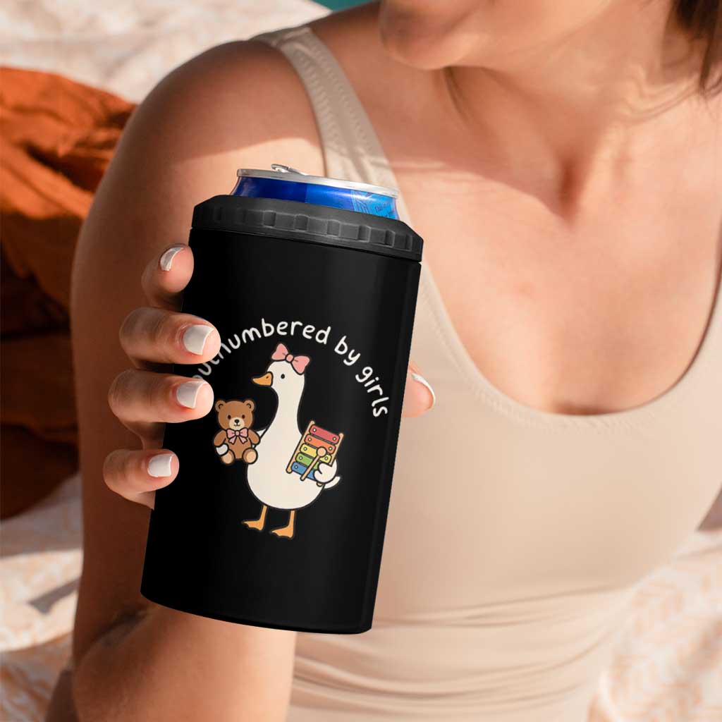 Outnumbered By Girls 4 in 1 Can Cooler Tumbler Funny Girl Dad Goose