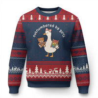 Outnumbered By Girls Ugly Christmas Sweater Funny Girl Dad Goose