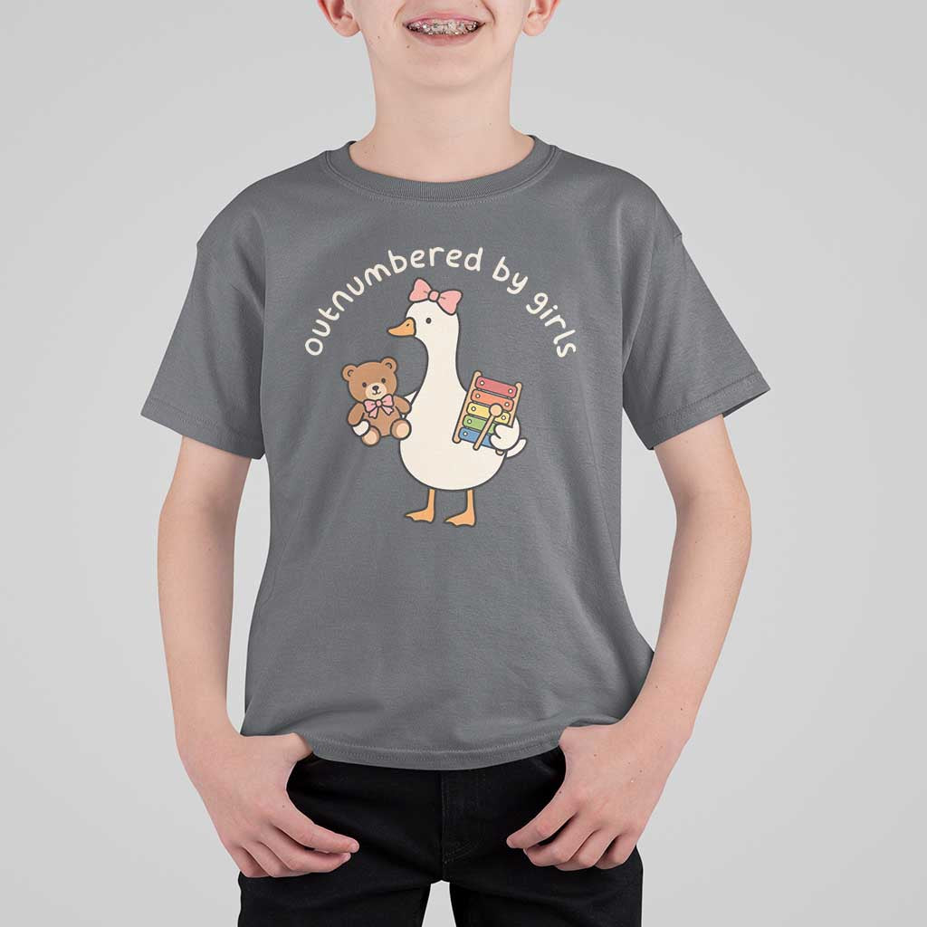 Outnumbered By Girls T Shirt For Kid Funny Girl Dad Goose