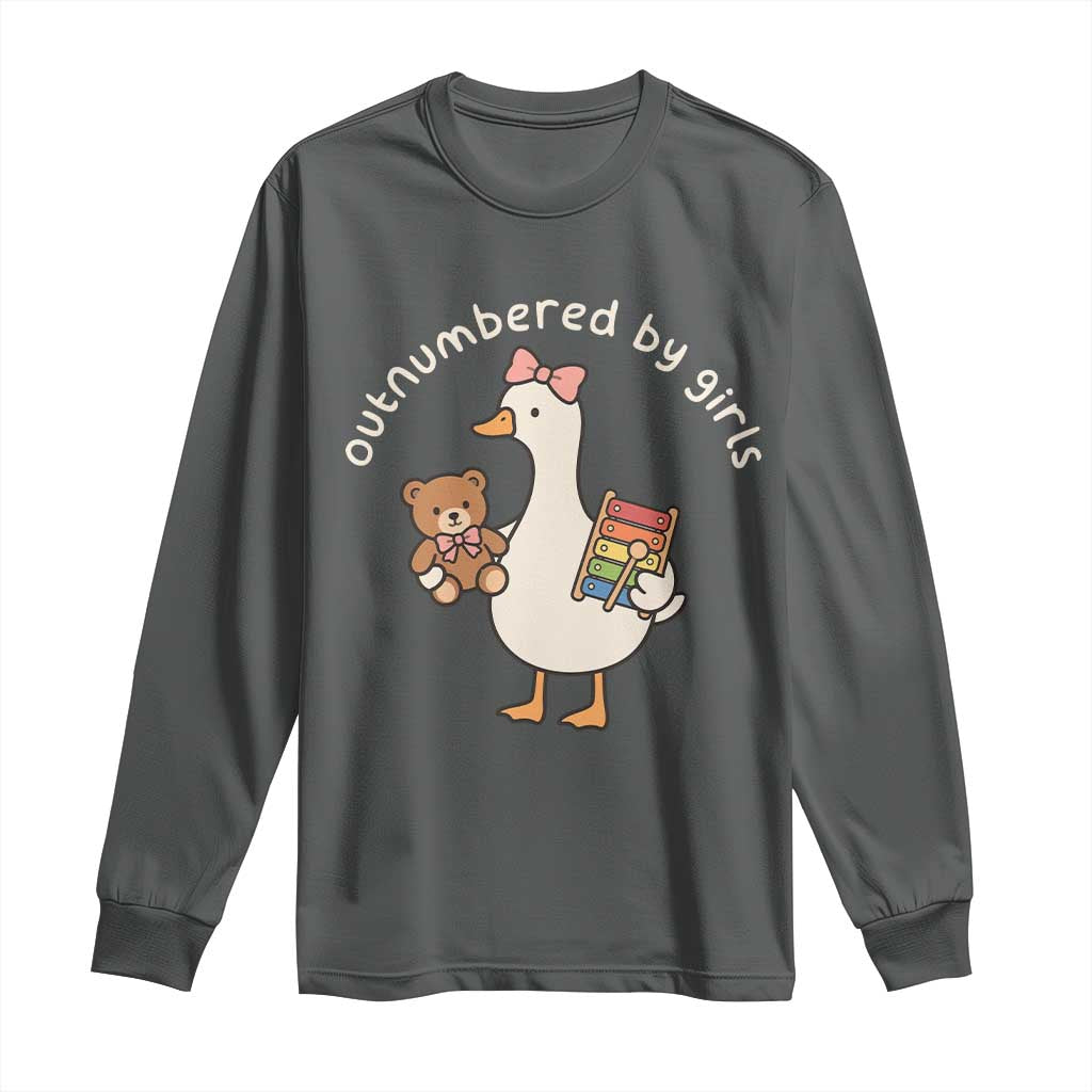 Outnumbered By Girls Long Sleeve Shirt Funny Girl Dad Goose