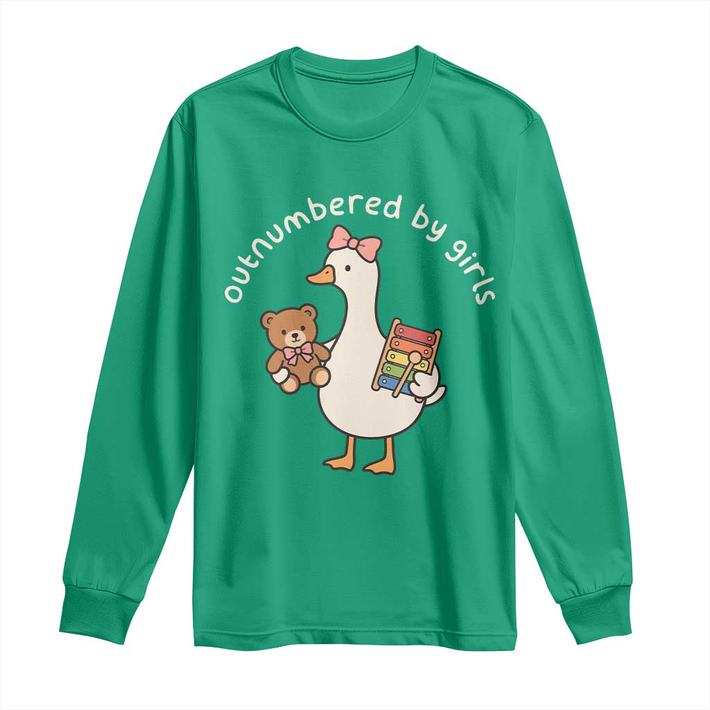 Outnumbered By Girls Long Sleeve Shirt Funny Girl Dad Goose