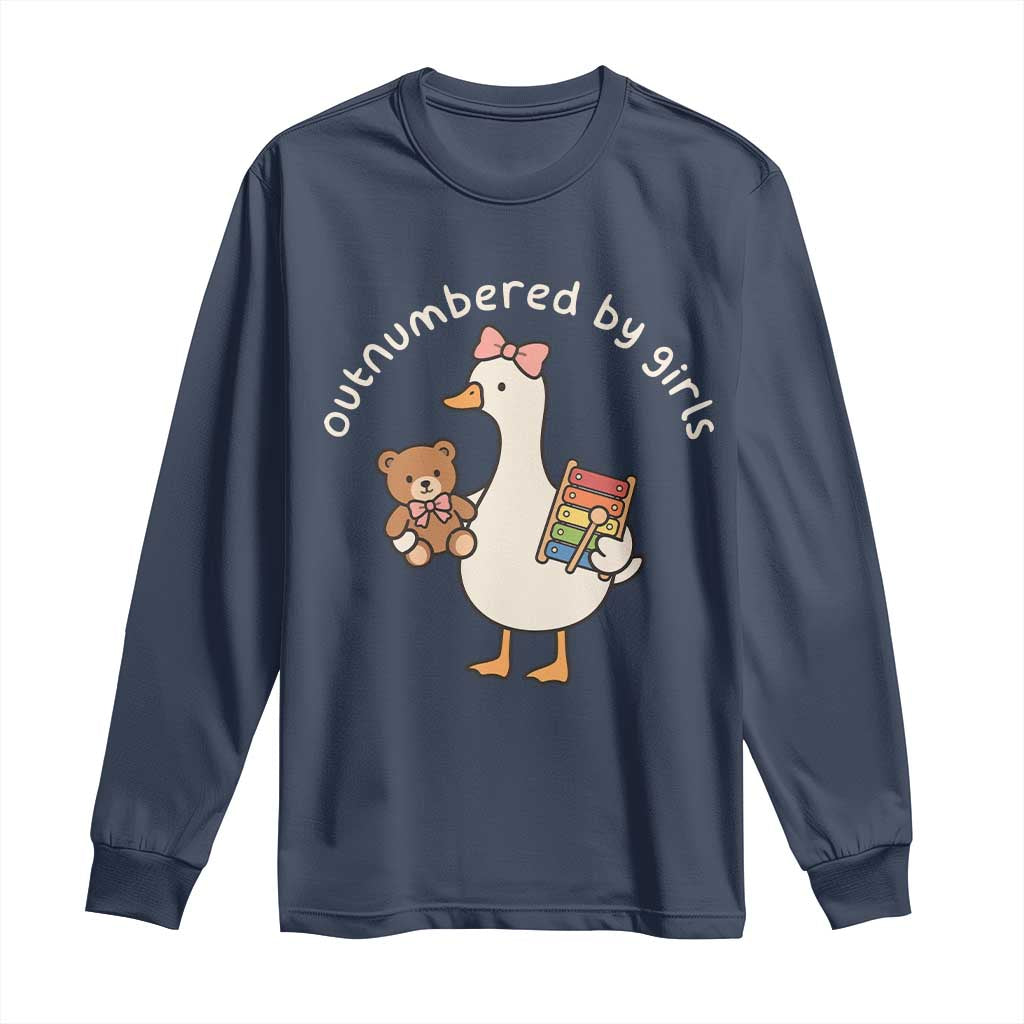 Outnumbered By Girls Long Sleeve Shirt Funny Girl Dad Goose