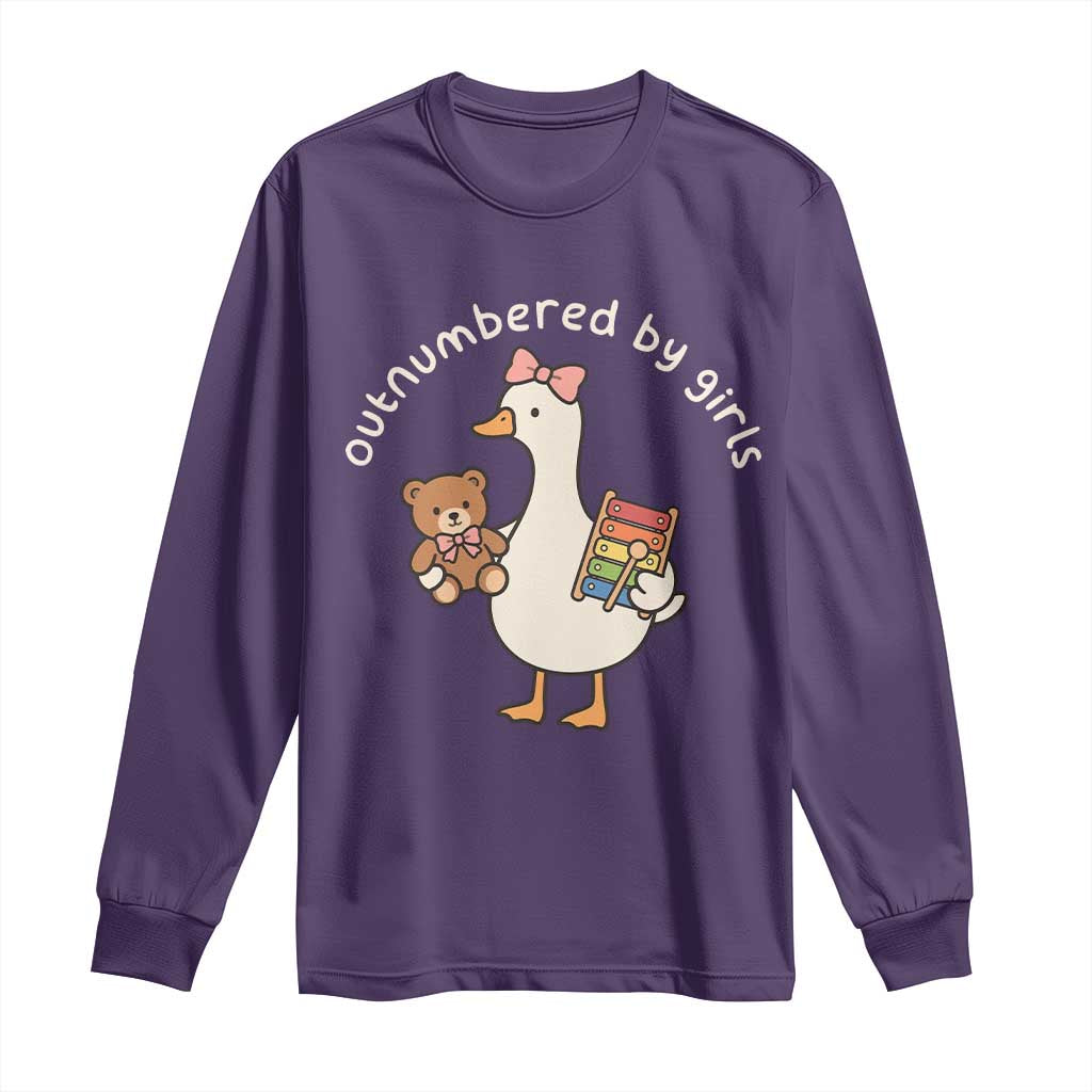 Outnumbered By Girls Long Sleeve Shirt Funny Girl Dad Goose
