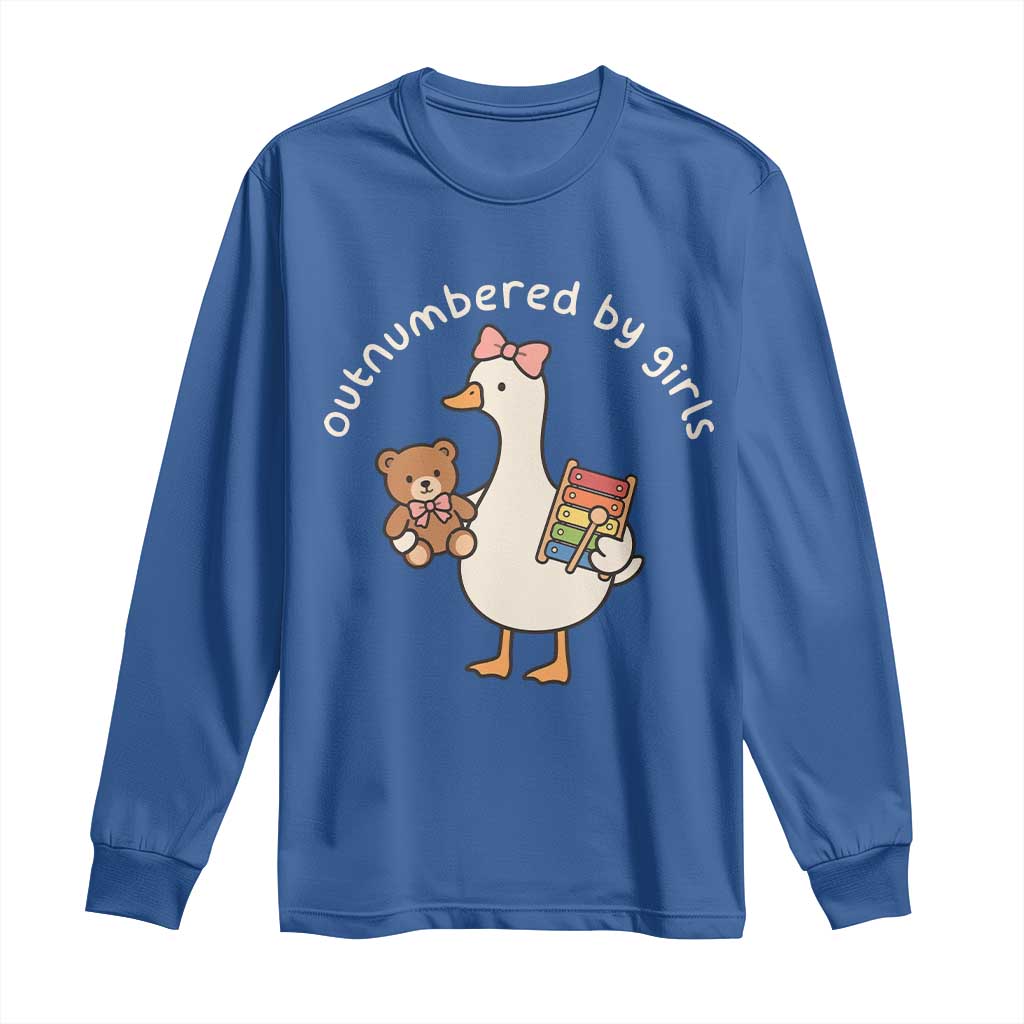 Outnumbered By Girls Long Sleeve Shirt Funny Girl Dad Goose