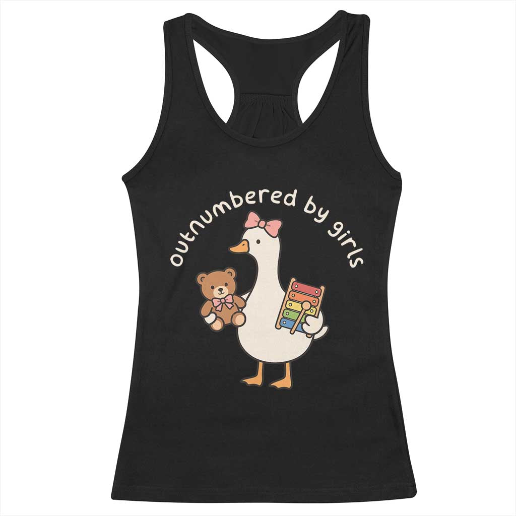 Outnumbered By Girls Racerback Tank Top Funny Girl Dad Goose