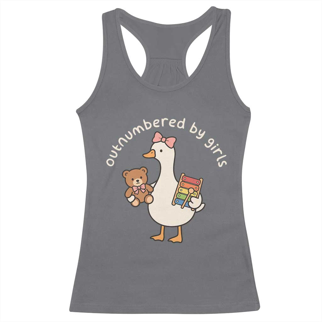 Outnumbered By Girls Racerback Tank Top Funny Girl Dad Goose