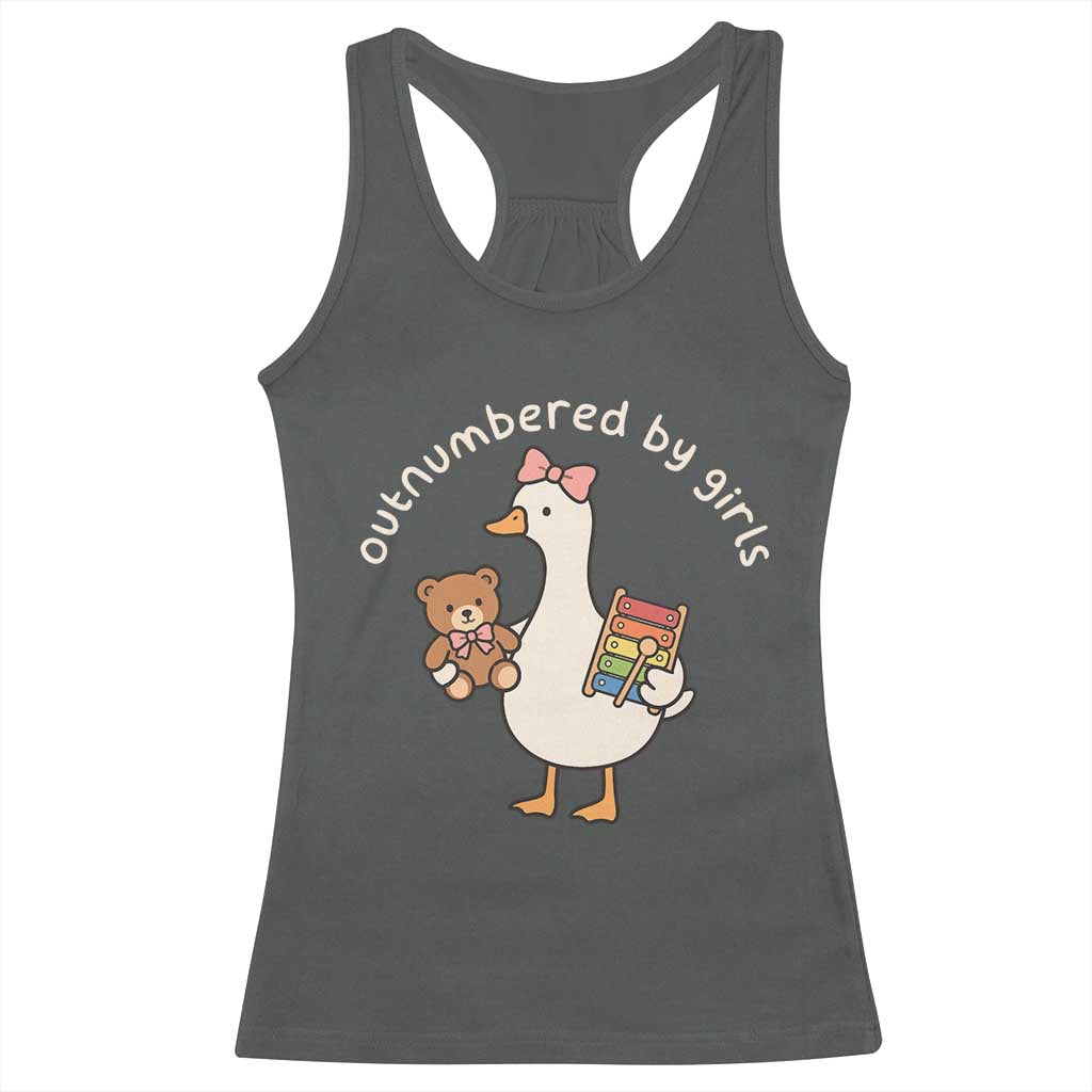 Outnumbered By Girls Racerback Tank Top Funny Girl Dad Goose