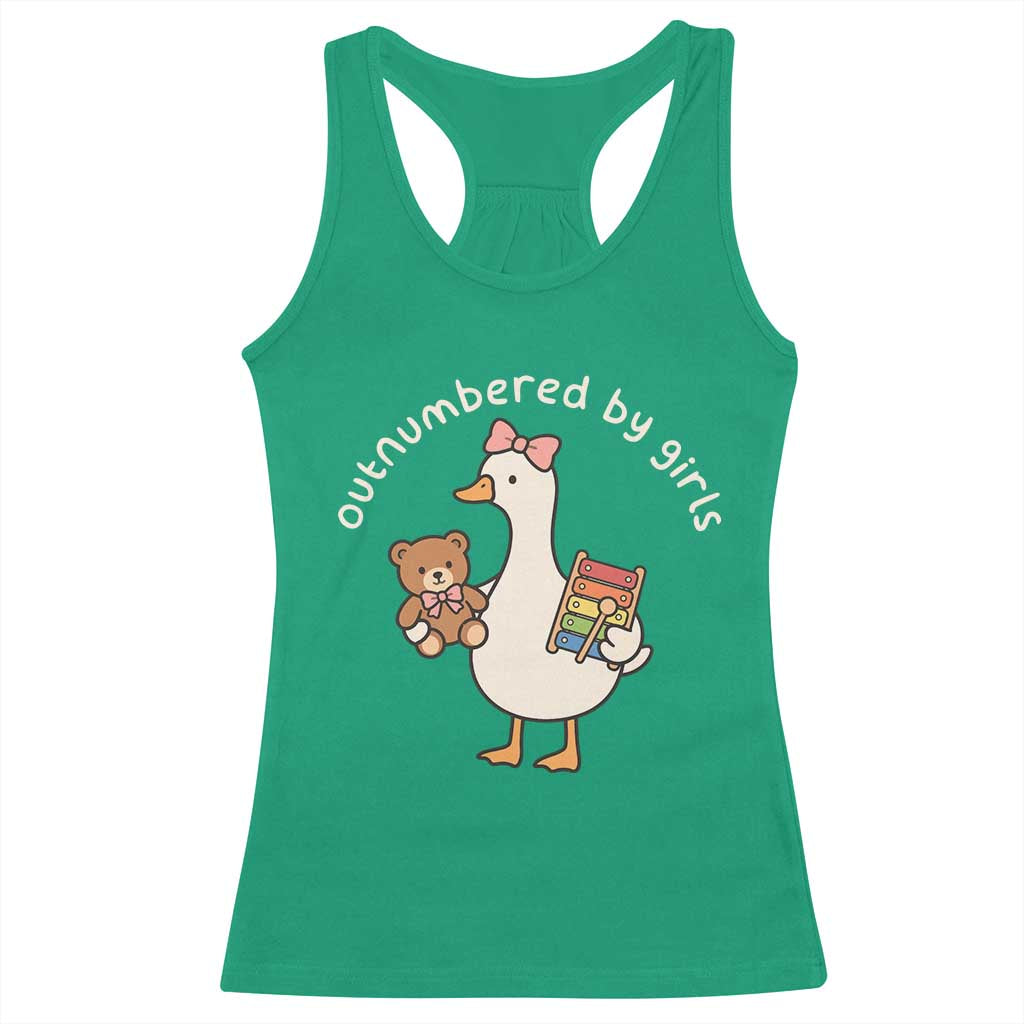 Outnumbered By Girls Racerback Tank Top Funny Girl Dad Goose