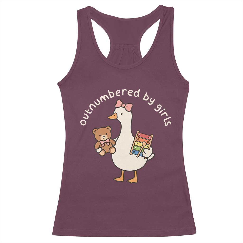 Outnumbered By Girls Racerback Tank Top Funny Girl Dad Goose