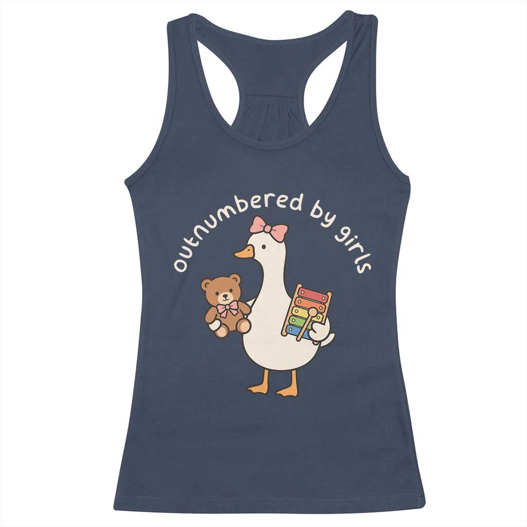 Outnumbered By Girls Racerback Tank Top Funny Girl Dad Goose