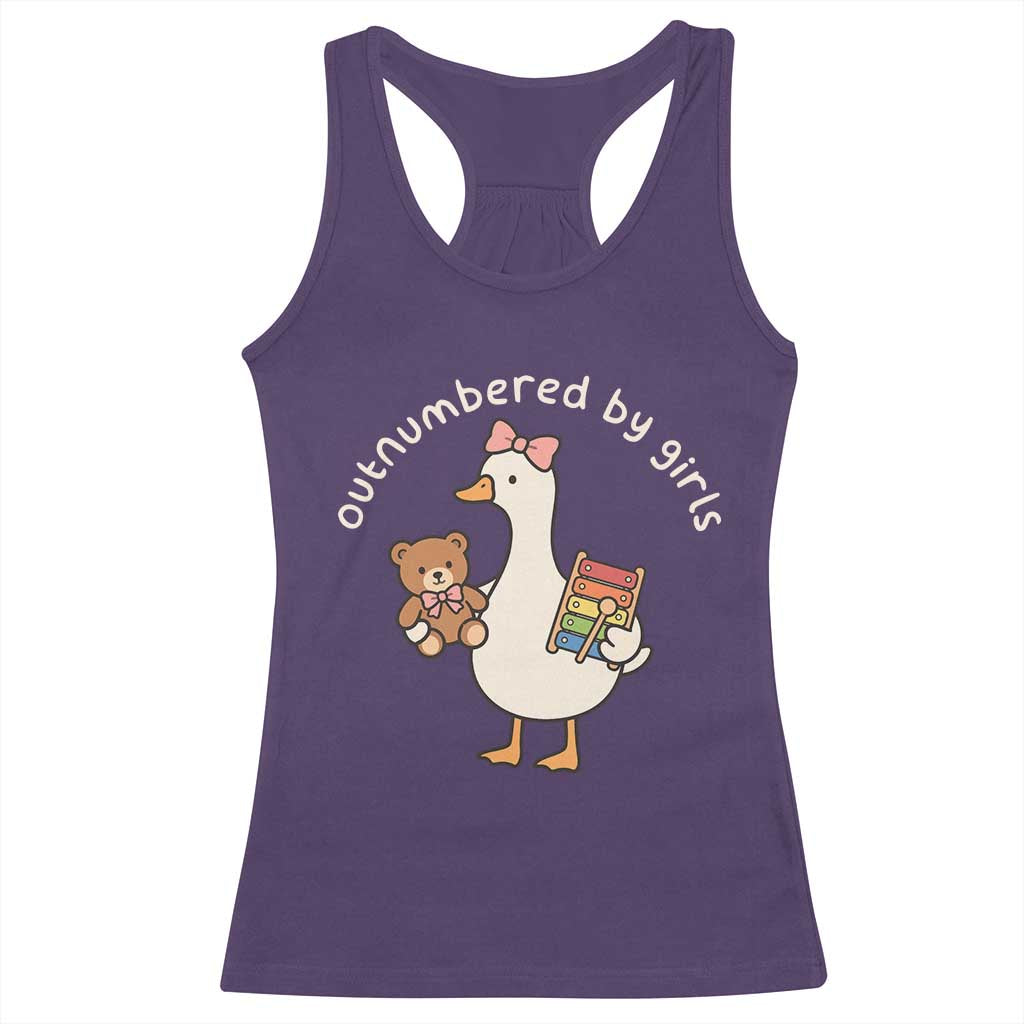 Outnumbered By Girls Racerback Tank Top Funny Girl Dad Goose