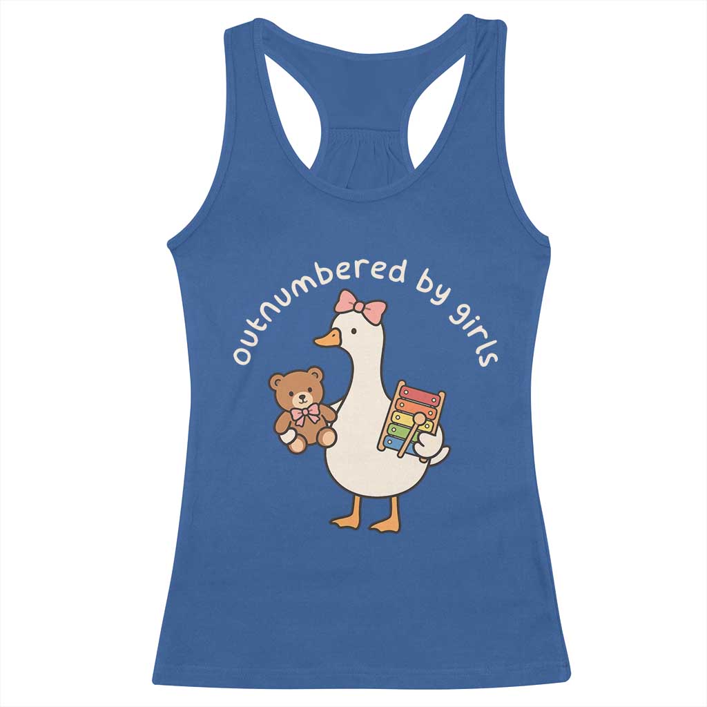 Outnumbered By Girls Racerback Tank Top Funny Girl Dad Goose