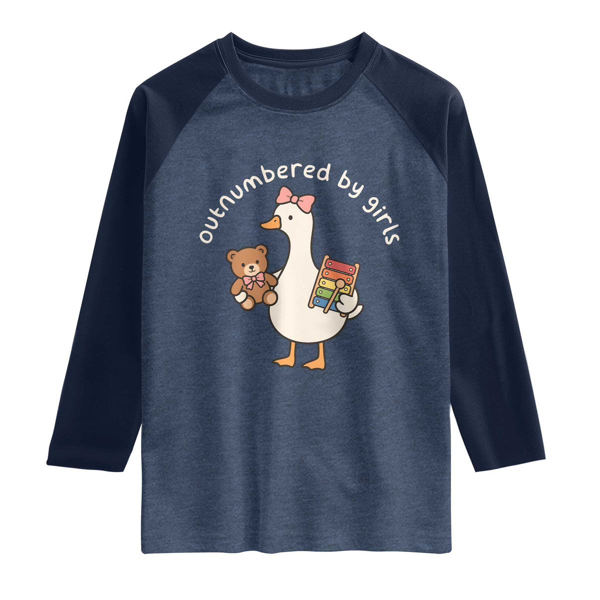 Outnumbered By Girls Raglan Shirt Funny Girl Dad Goose
