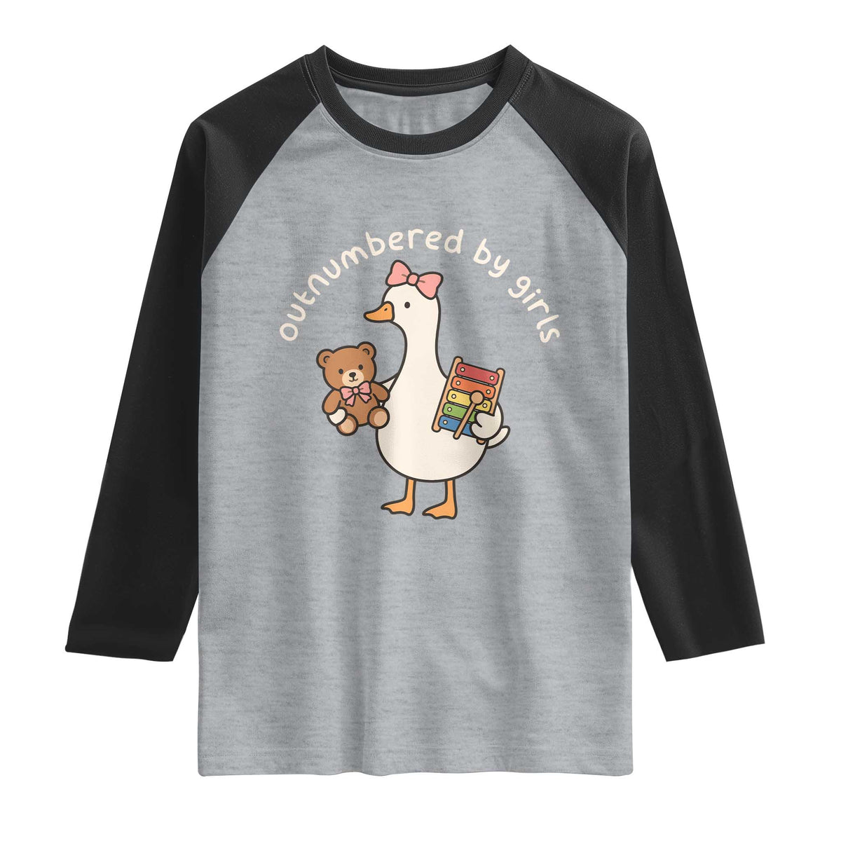 Outnumbered By Girls Raglan Shirt Funny Girl Dad Goose