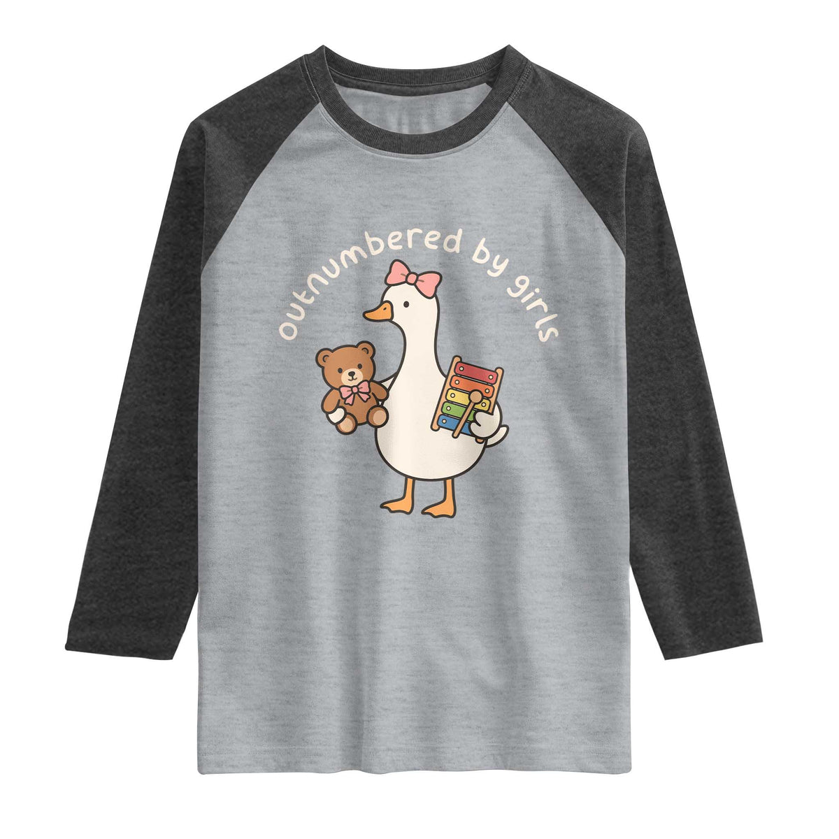 Outnumbered By Girls Raglan Shirt Funny Girl Dad Goose