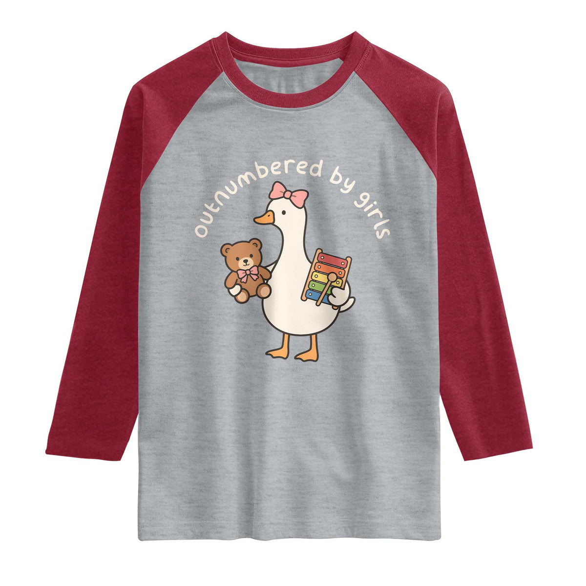 Outnumbered By Girls Raglan Shirt Funny Girl Dad Goose