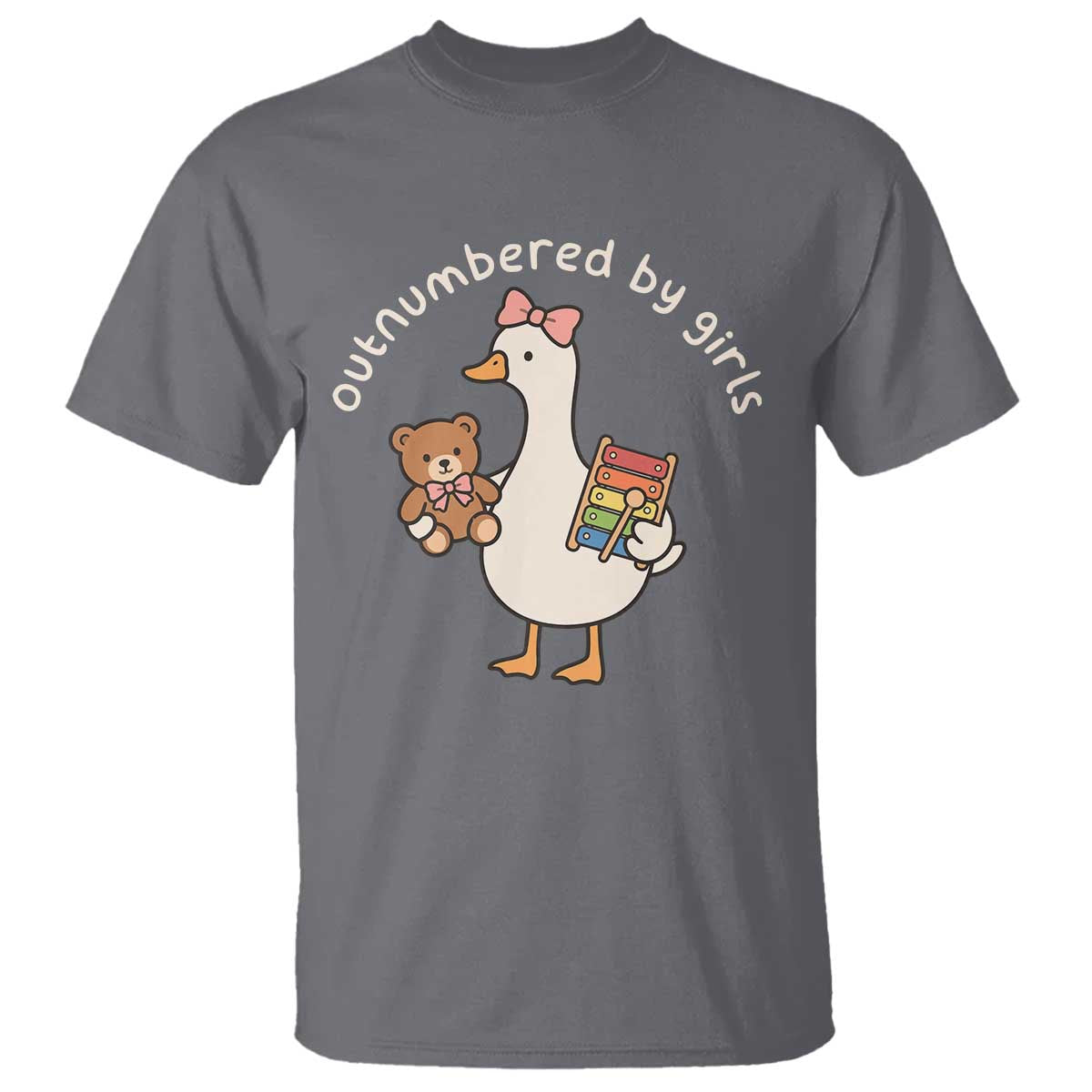 Outnumbered By Girls T Shirt Funny Girl Dad Goose