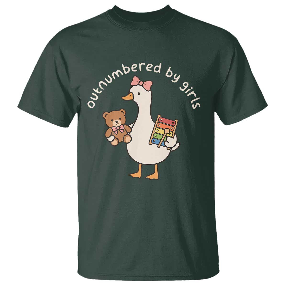 Outnumbered By Girls T Shirt Funny Girl Dad Goose
