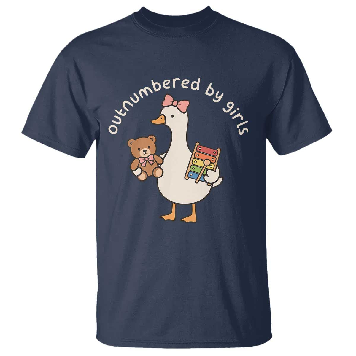 Outnumbered By Girls T Shirt Funny Girl Dad Goose