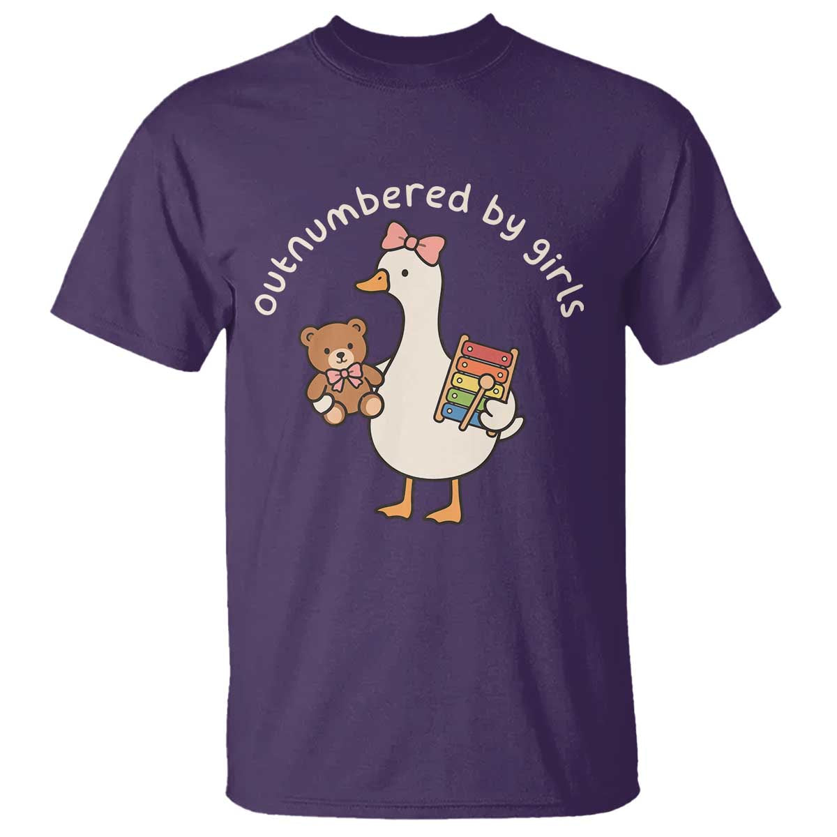 Outnumbered By Girls T Shirt Funny Girl Dad Goose