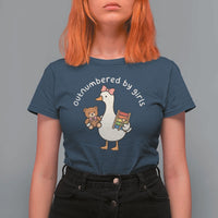 Outnumbered By Girls T Shirt For Women Funny Girl Dad Goose