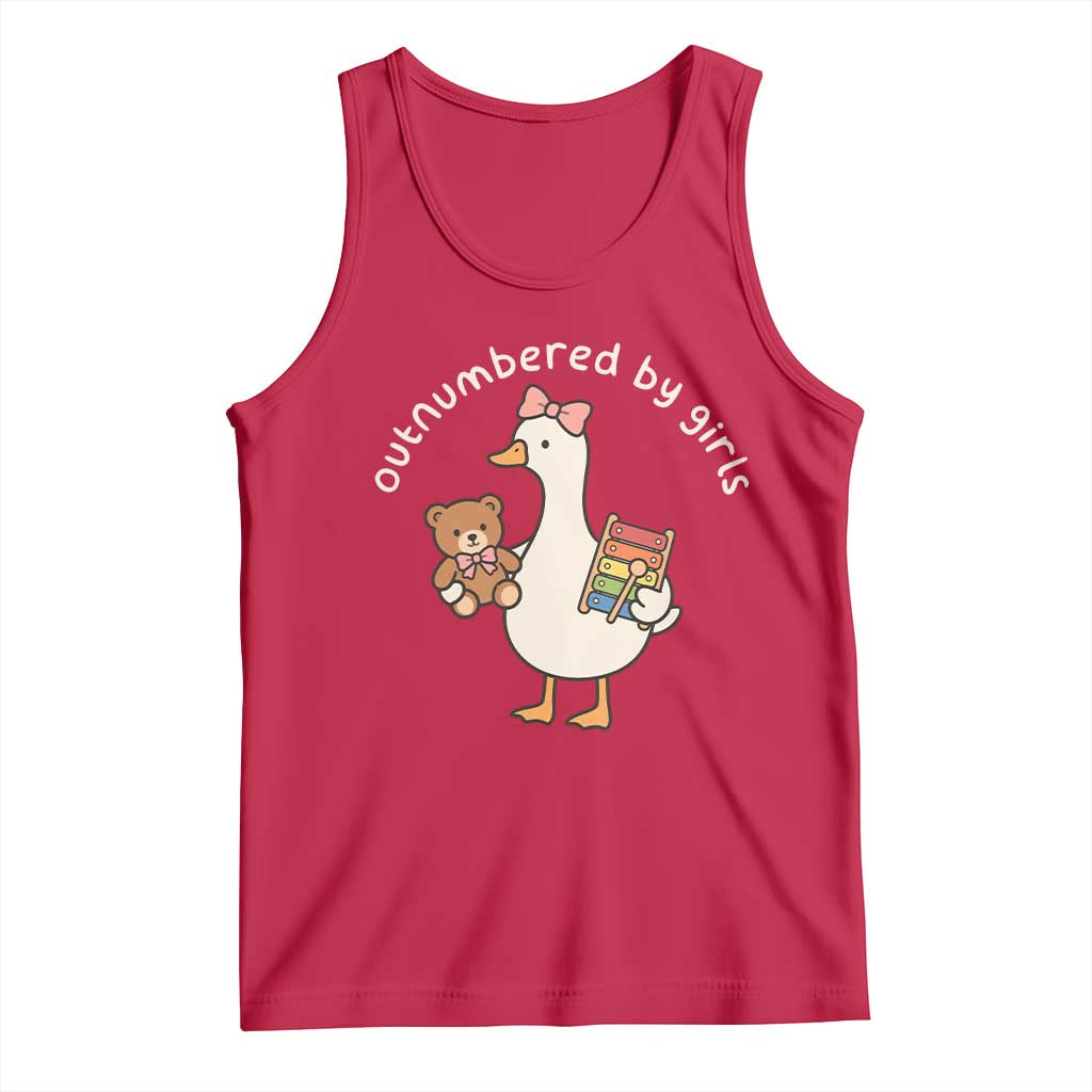 Outnumbered By Girls Tank Top Funny Girl Dad Goose
