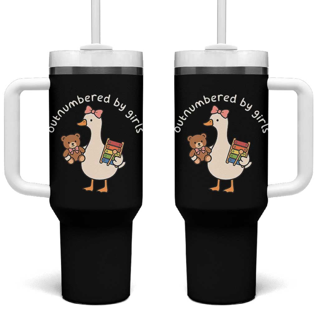 Outnumbered By Girls Tumbler With Handle Funny Girl Dad Goose