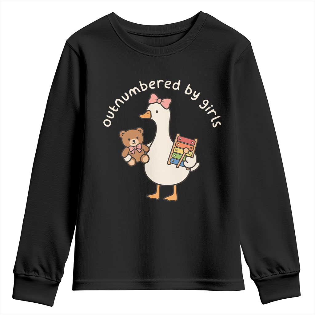 Outnumbered By Girls Youth Sweatshirt Funny Girl Dad Goose